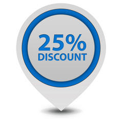 Discount 25 pointer icon on white background