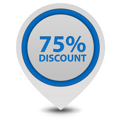 Discount 75 pointer icon on white background