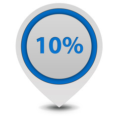 Ten percent pointer icon on white background