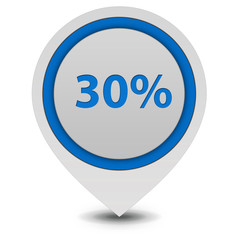 Thirty percent pointer icon on white background