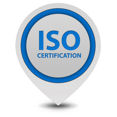 Iso certification pointer icon on white background