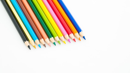 Colour pencils isolated on white background