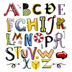 Fotobehang Alfabet doodle kleur alfabet