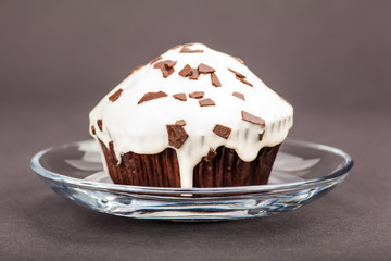 cupcake in a glass saucer