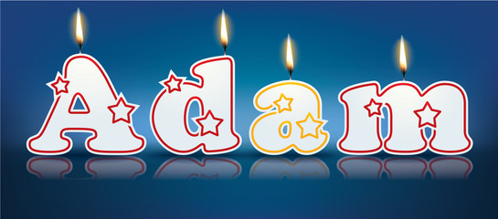 ADAM written with burning candles