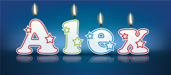 ALEX written with burning candles