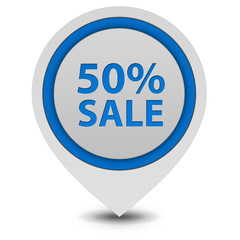 Sale fifty percent pointer icon on white background