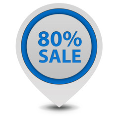 Sale eighty percent pointer icon on white background