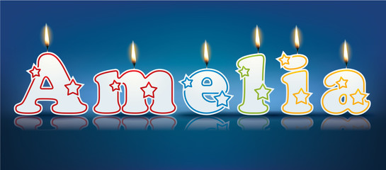 AMELIA written with burning candles