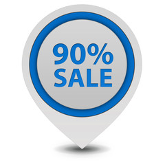 Sale ninety percent pointer icon on white background