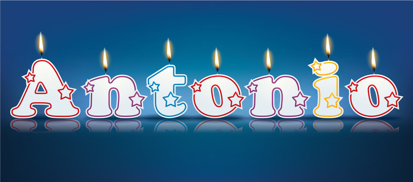 ANTONIO written with burning candles