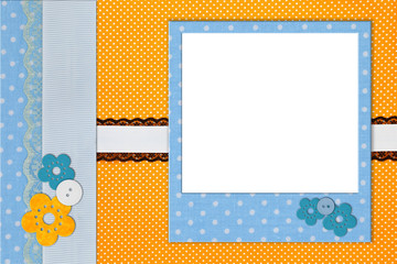 Photo frame on polka dot background