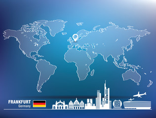 Map pin with Frankfurt skyline