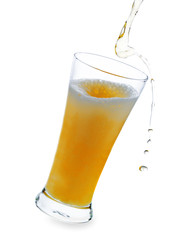 Glass of beer isolated on a white background