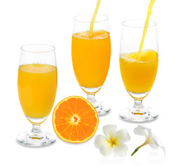 orange juice and slice orange isolated on white