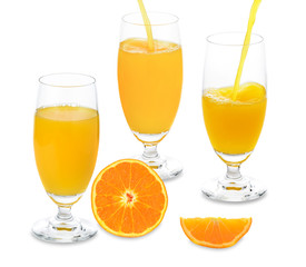 orange juice and slice orange isolated on white
