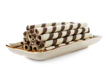 wafer stick chocolate isolated on white