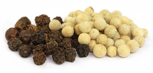 Black and white peppercorns
