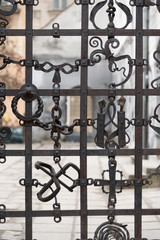 Unique metal gates in old part of historic Lvov, Ukraine