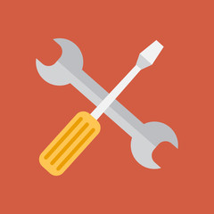 Repair tools icon. Technological instrument. Flat design.