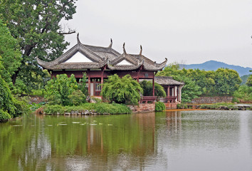chinese pavilion by the river