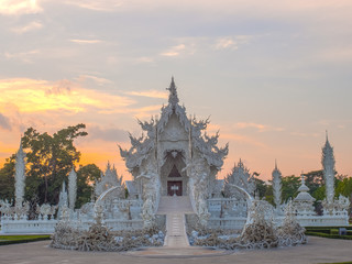 Naklejka premium Delicate Thai art in White temple