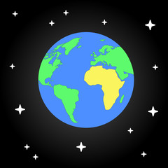 Earth and star. Flat design space illustration. Vector