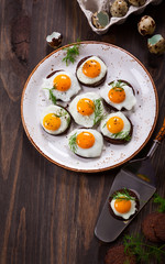 quail egg canapes