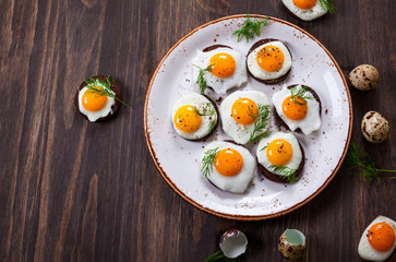 quail egg canapes