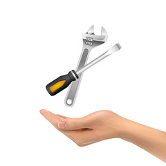 3d hand holding tools