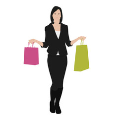 Vector drawing women with shopping bags