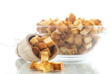 homemade fried bread croutons