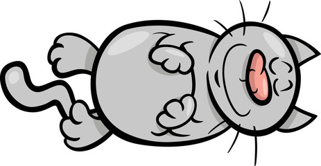 happy well fed cat cartoon