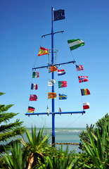 Mast with flags flying