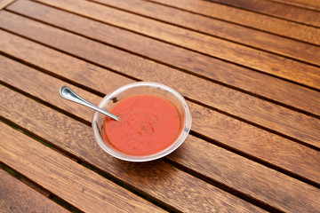 fresh red tomato sauce with basil leaf
