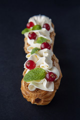 exquisite cream dessert eclair