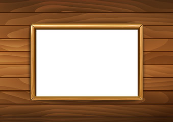 Frames for paintings or photographs on the brick wooden backgrou