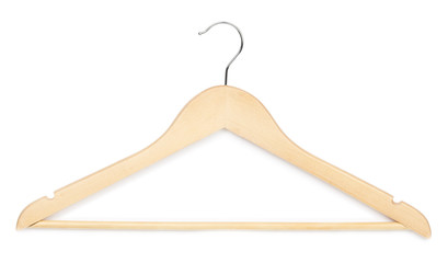 Wooden hanger white background