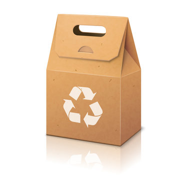 Blank white paper ecologic craft packaging bag with recycle sign