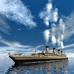 Titanic ship - 3D render - obrazy, fototapety, plakaty