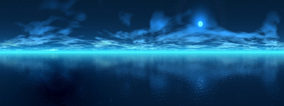 Night over ocean - 3D render