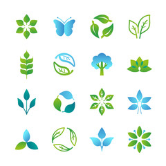 Vector green logos and emblems