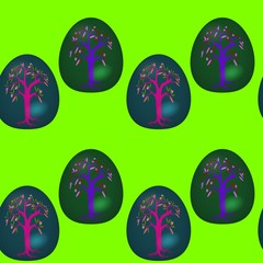 Seamless pattern with decorated Easter eggs