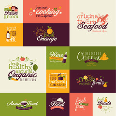 Set of flat design icons for food and drink, and restaurant