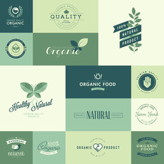 Set of flat design icons for natural organic products