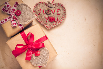 Valentines Day gifts hand sewn hearts old paper