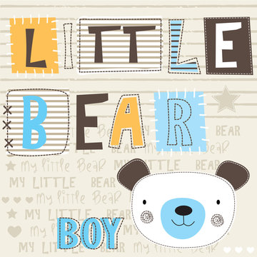 cute little bear head vector illustration