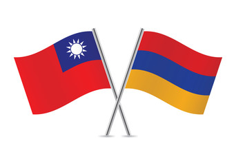 Armenian and Taiwanese flags. Vector illustration.