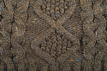 Brown knitting wool texture background.