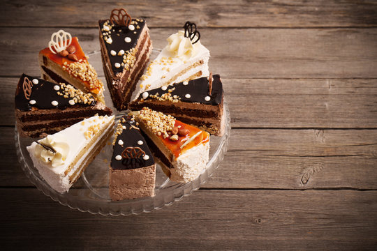 cake on old wooden background